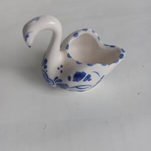 Swan Figure Porcelain. Blue And White Color